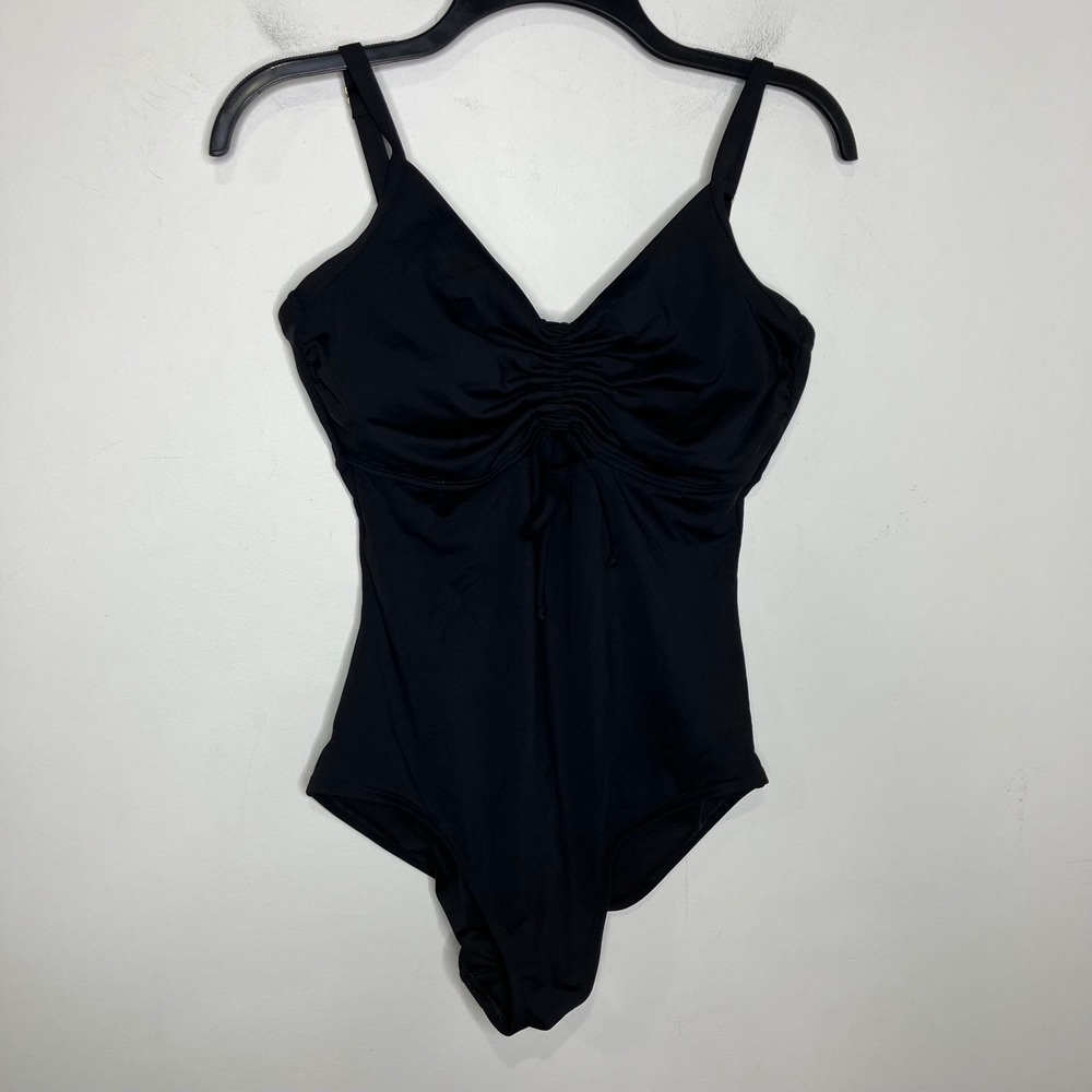 Lands End black one piece swimsuit front cutout women's size medium‎ (10/12)